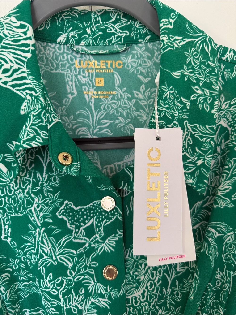 Green Floral Button-Front Romper with Tie Waist by Lilly Pulitzer - Picture 2 of 8
